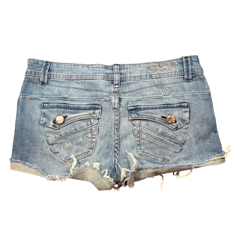 Y2K Mudd Low Rise Cut Off Denim Shorts Light Wash Cute